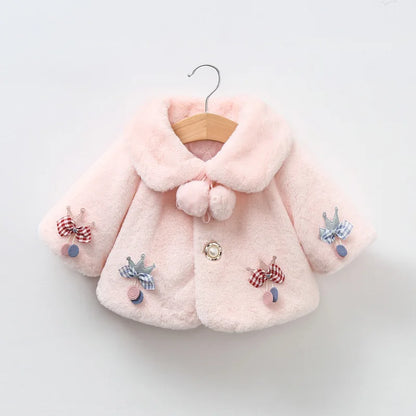 0-18M Baby Jackets For Girls Autumn Warm Plush Coat Cute Christmas Princess Cloak Children's Outerwear Newborn Baby Girl Clothes
