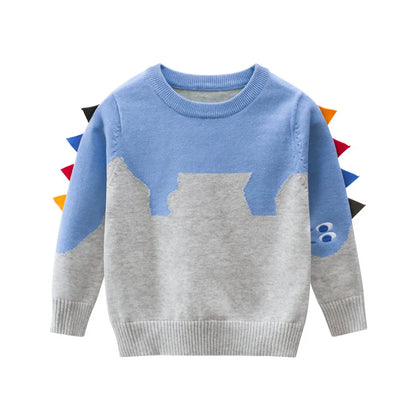 2024 primavera niños niñas suéter ropa lindo dinosaurio dibujos animados 100% algodón manga larga niños bebé camisa de punto