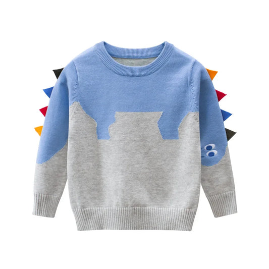 2024 primavera niños niñas suéter ropa lindo dinosaurio dibujos animados 100% algodón manga larga niños bebé camisa de punto