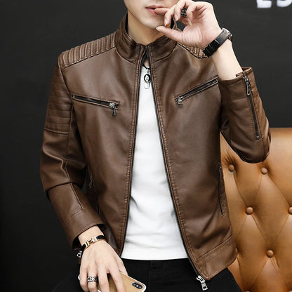 Chaqueta de cuero para hombre 2026, abrigo corto ajustado de moda para hombre, chaqueta de cuero estilo streetwear, blazer informal, ropa exterior masculina