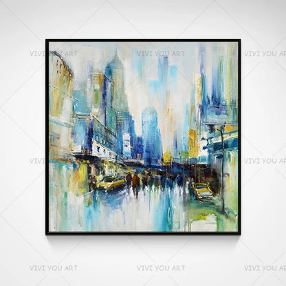 Pintura al óleo moderna hecha a mano para sala de estar, arte de pared para oficina, decoración del hogar, regalo único sin marco