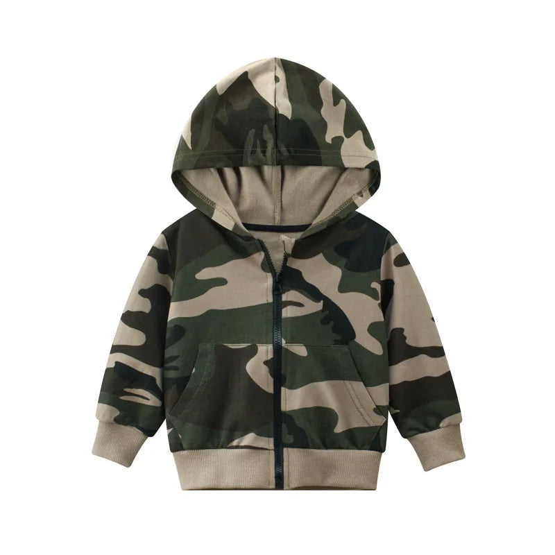 2024 otoño bebé niños Sudadera con capucha 100% algodón fino caqui camuflaje ropa con capucha niños niñas abrigo con cremallera ropa de primavera otoño