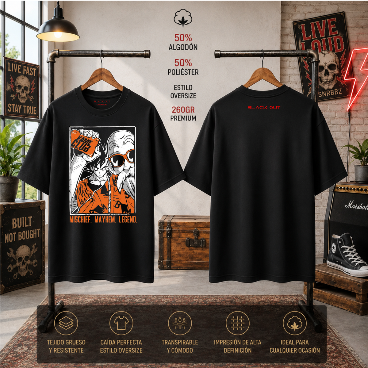 Playera BLACK OUT – Kame Club · Oversize 260 g