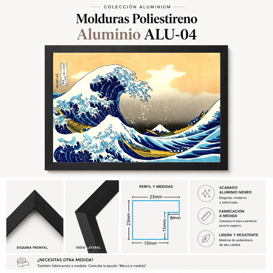 Marco Essential Colección Aluminio Negro ALU-04 INCLUIDO
