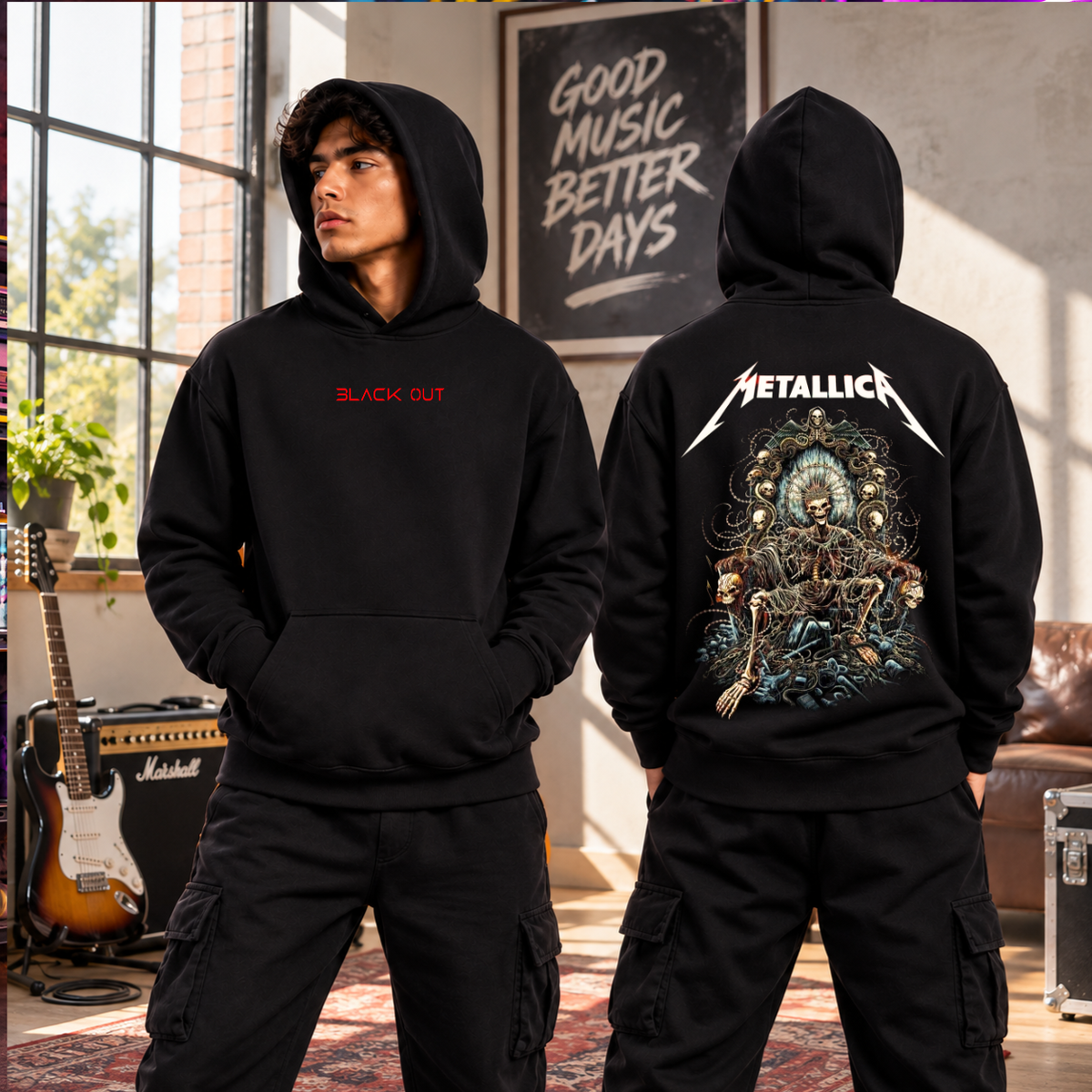 Sudadera BLACK OUT – Metallica · Felpa Nacional Peinada 290 g