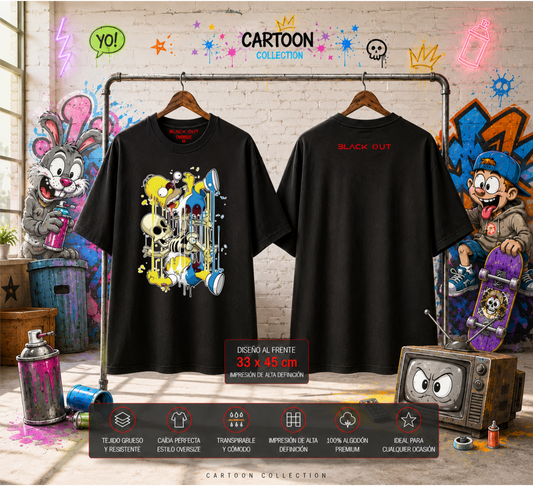 Playera Overside 260gr BLACK OUT Colección Cartoon OMER