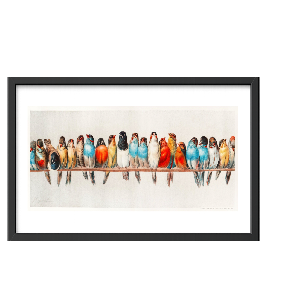 Recarga horizontal Estrecho Switch in Art impressa Print de Galería "Pájaros en una rama"