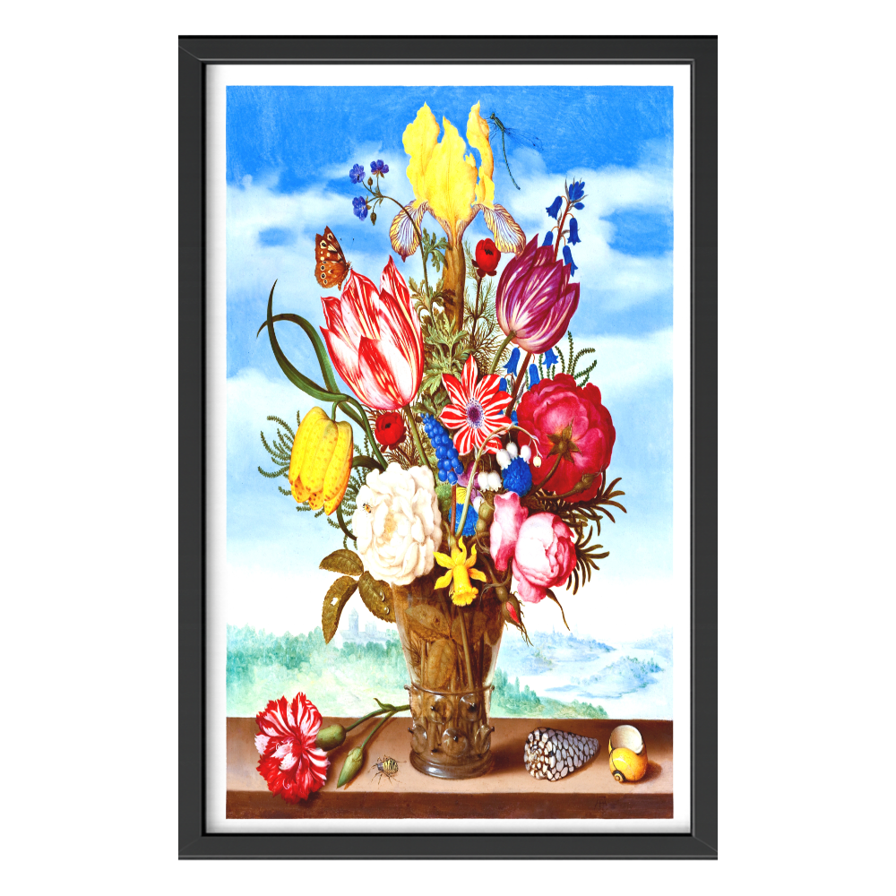 Recarga vertical Larga Switch in Art impressa Print de Galería "Jarrón de flores con fondo de paisaje "