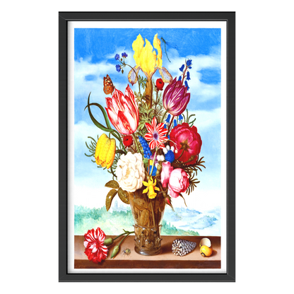 Recarga vertical Larga Switch in Art impressa Print de Galería "Jarrón de flores con fondo de paisaje "