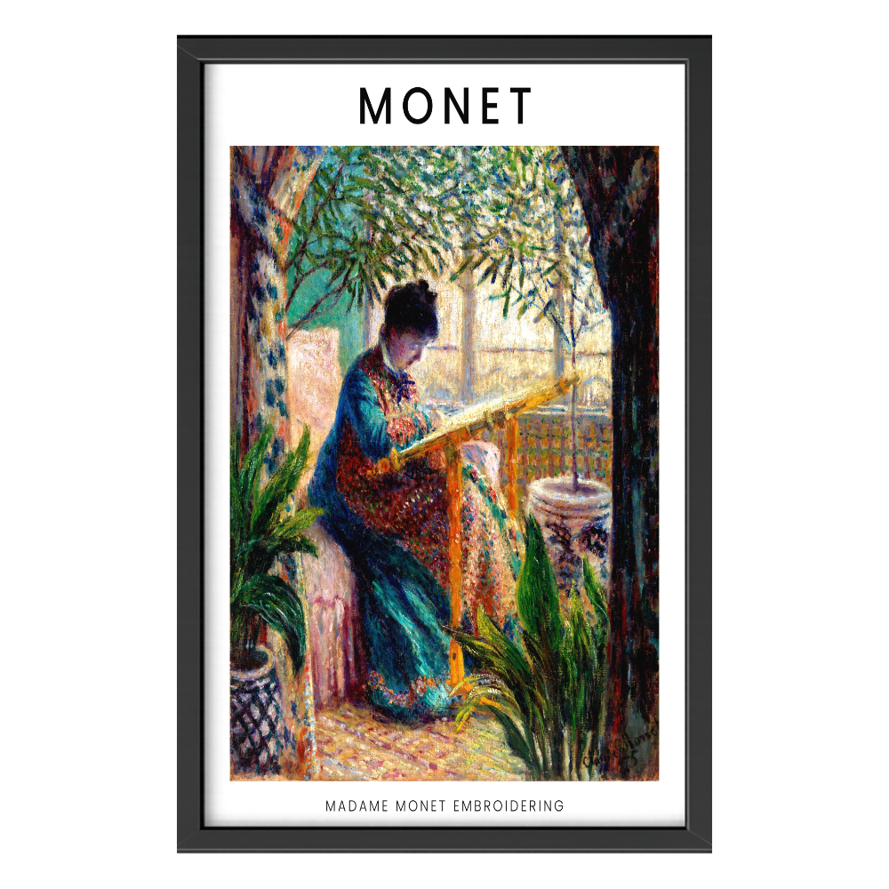Recarga vertical Larga Switch in Art impressa Print de Galería "Madame Monet bordando"