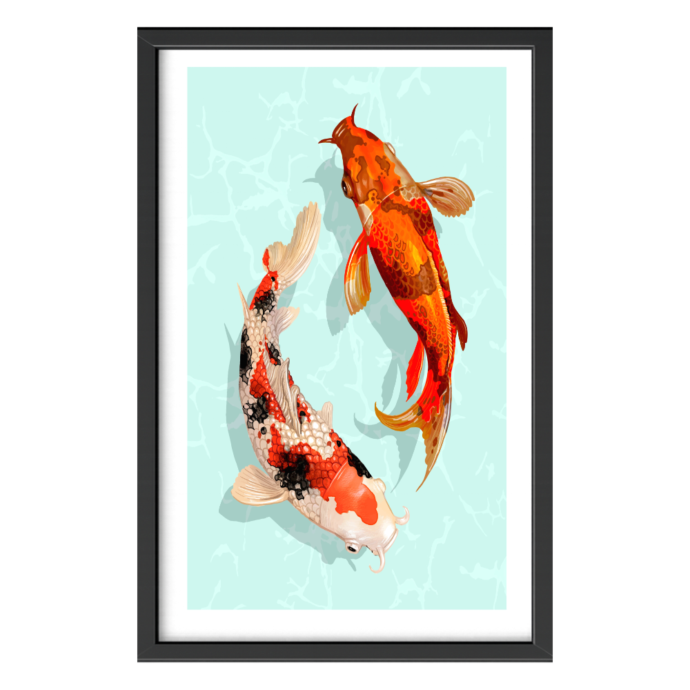 Recarga vertical Larga Switch in Art impressa Print de Galería " Peces Koi en el agua"
