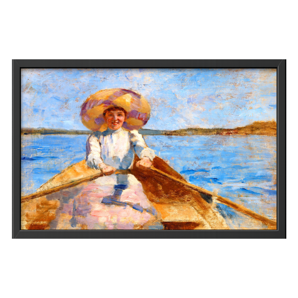 Recarga horizontal Larga Switch in Art impressa Pintura "Niña en una barca "