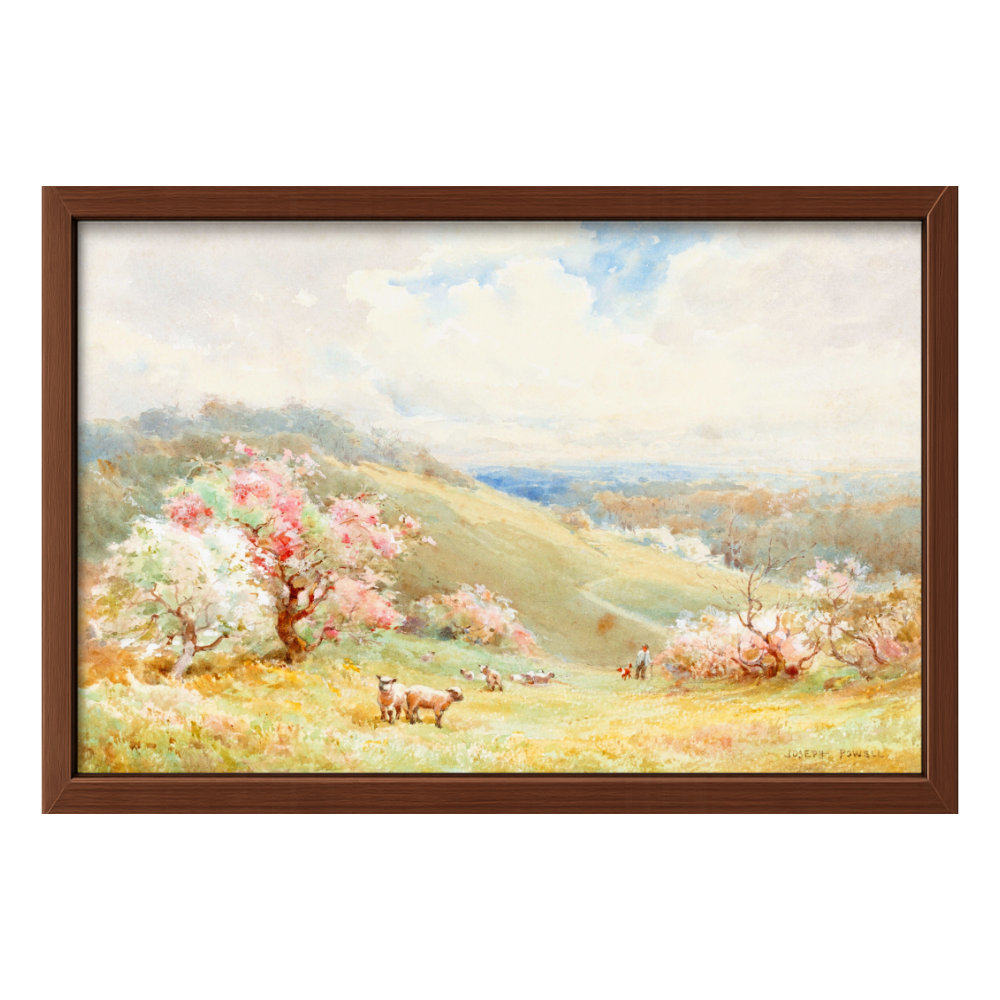 Recarga horizontal Larga Switch in Art impressa Pintura "Paisaje con ovejas y flores de primavera"