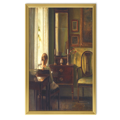 Recarga horizontal Larga Switch in Art impressa Pintura "Interior con niña leyendo"