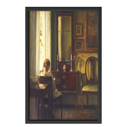 Recarga horizontal Larga Switch in Art impressa Pintura "Interior con niña leyendo"