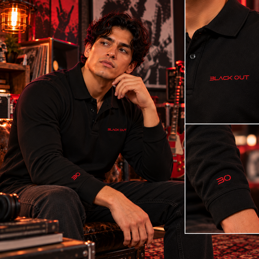 Polo Black Out Original Manga Larga – Caballero| piqué peinado 230 g Premium
