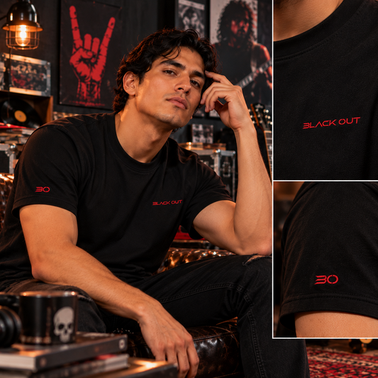 Playera Black Out Original Cuello Redondo – Caballero Chiffon Peinado de 180 g | 50% Algodón · 50% Poliéster
