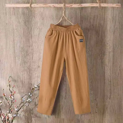 Pantalones Harlan de algodón sueltos para mujer, pantalones informales de verano para mamá, pantalones informales de algodón ...