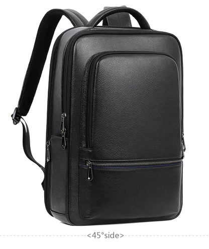 Mochila 100% de cuero de vaca Natural para ordenador portátil de 15,6 pulgadas, Mochila USB para hombre, bolso de viaje de cuero genuino, Mochila grande para niños