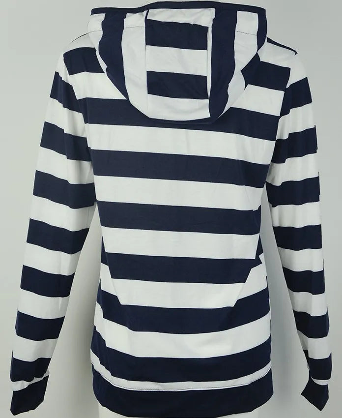 2020ebay Sudadera con capucha a rayas de manga larga para mujer, talla grande, estilo informal, de una sola pieza, material d...