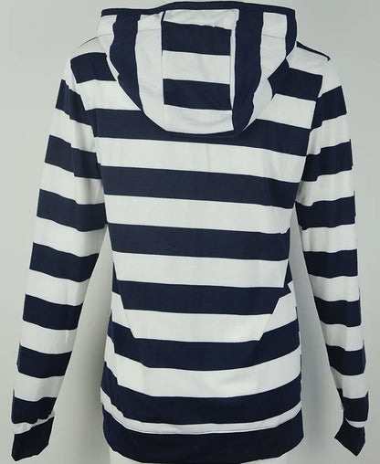 2020ebay Sudadera con capucha a rayas de manga larga para mujer, talla grande, estilo informal, de una sola pieza, material d...