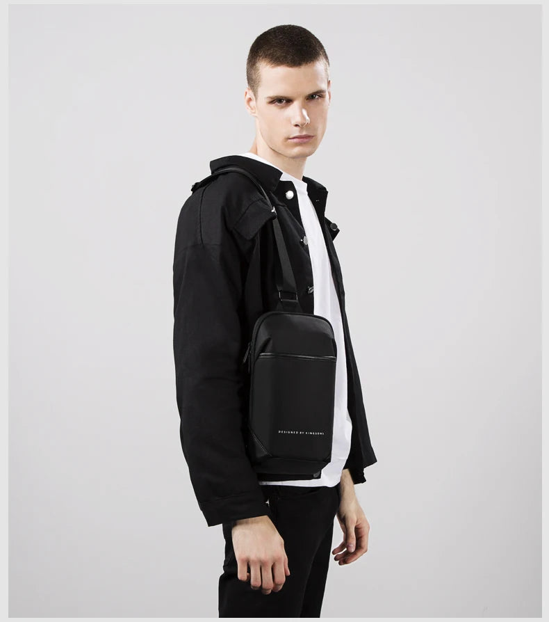 Kingsons, bolso cruzado para hombre, Kingsons, moda negra, bolso de hombro impermeable para hombre, bolso de pecho informal para niño