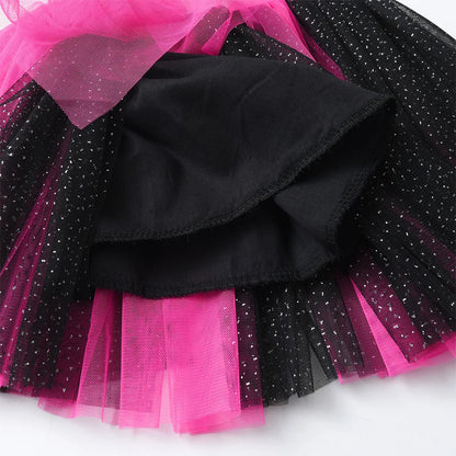 VIKITA, falda tutú con purpurina rosa y negra para niñas, faldas informales de tul en capas para fiesta y baile, faldas para uso diario, minifaldas bonitas a la moda para niñas