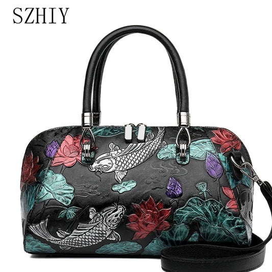 Bolso de diseñador de lujo para mujer, bolso de hombro con estampado de cocodrilo, bolso de mano medio con bolsillo de pez en relieve 3D de alta calidad