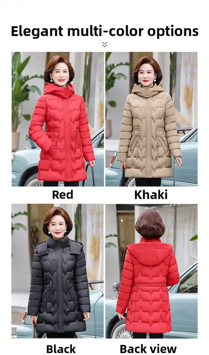 Chaqueta Larga de Algodón Grueso para Mujer, Acolchada, Ajustada, con Cintura Ajustable, Manga Larga, Cierre de Cremallera