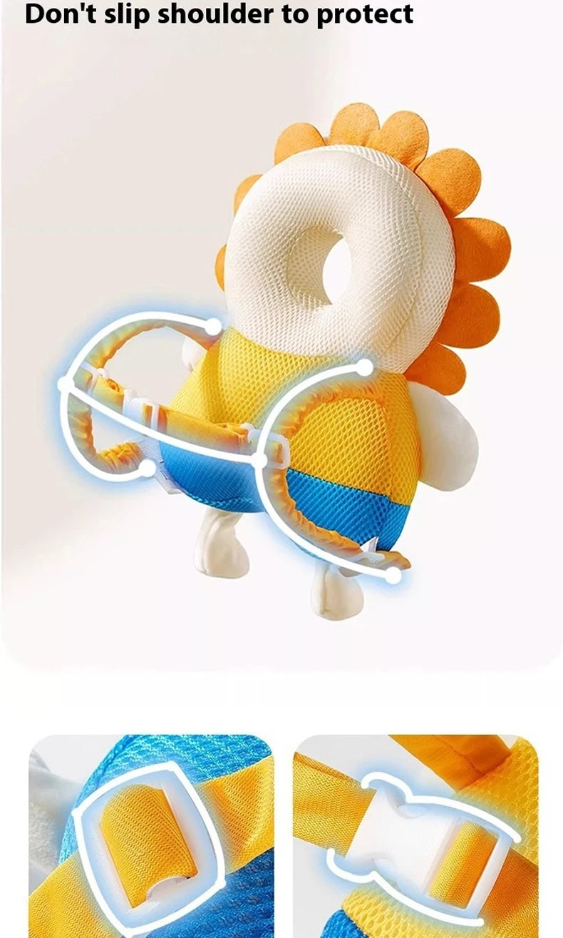 Andadores para bebés, cojín de protección para la cabeza, almohadilla de felpa de animales, correas ajustables, almohadilla protectora para bebés, regalo de ducha para niños pequeños