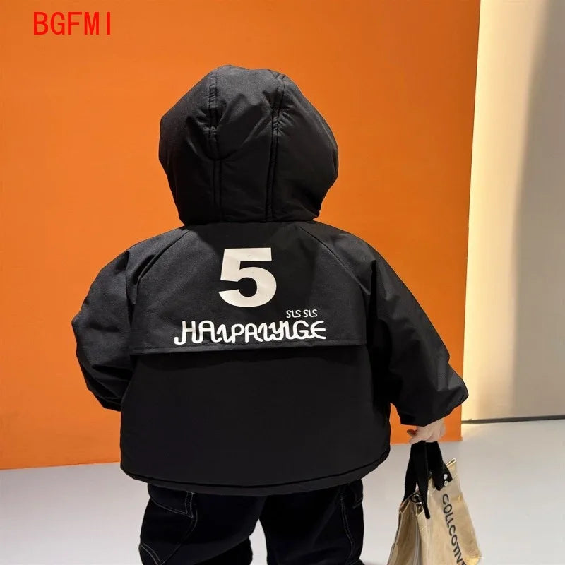 Abrigo de algodón grueso impermeable y cortavientos para niños de 2 a 9 años, nueva chaqueta polar con capucha para niños pequeños, parka cálida y gruesa para invierno 2026