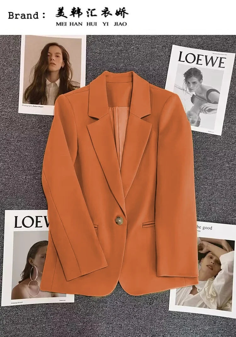 Green Suit Jacket Women's Fashionable Versatile Spring Autumn Polyester Commute Style Regular Thickness Online Exclusive