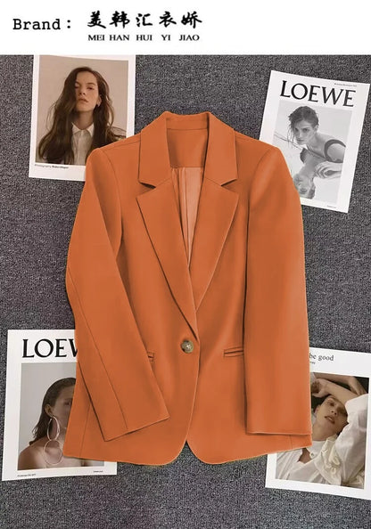 Green Suit Jacket Women's Fashionable Versatile Spring Autumn Polyester Commute Style Regular Thickness Online Exclusive