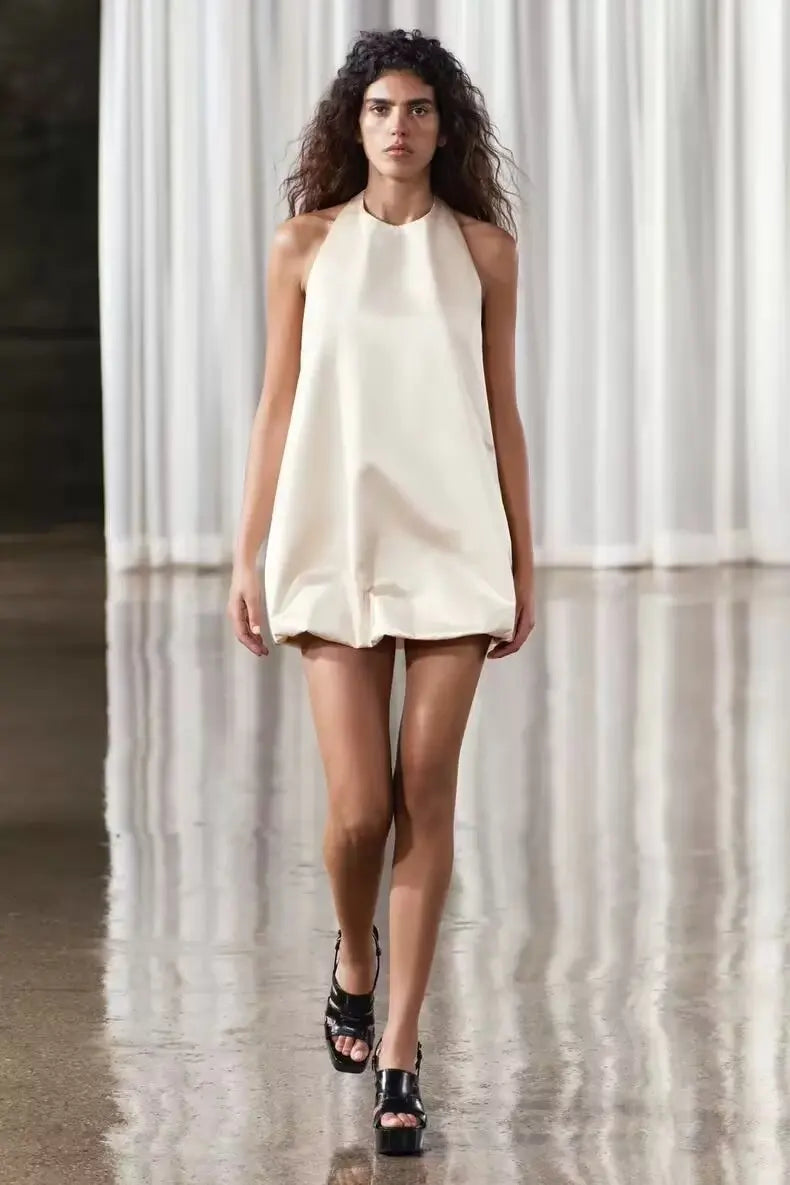 Vestido de Verano 2024, Sexy, con Espalda Descubierta, Corte Holgado, Estilo Vacacional, Hombros Descubiertos, Cuello Redondo...