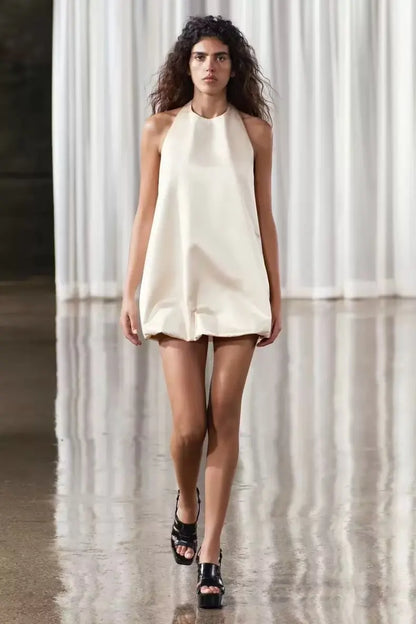 Vestido de Verano 2024, Sexy, con Espalda Descubierta, Corte Holgado, Estilo Vacacional, Hombros Descubiertos, Cuello Redondo...