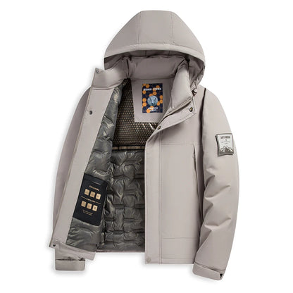 Chaqueta de algodón de mezcla de lana verde fluorescente de invierno 2025 para hombre - Chaqueta acolchada de algodón verde fluorescente (negro/rojo/caqui)