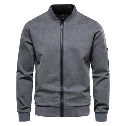 Chaqueta Casual con Cierre y Cuello Alto para Hombre, Primavera-Otoño 2025, Chaqueta Deportiva de Color Sólido, Chaqueta Bomber Urbana para Hombre