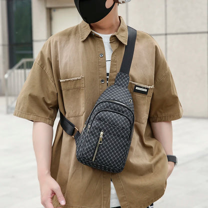 Bolso de pecho de cuero PU ligero con múltiples bolsillos para hombre, bolso cruzado informal Unisex, adecuado para desplazamientos diarios, bolso de hombro