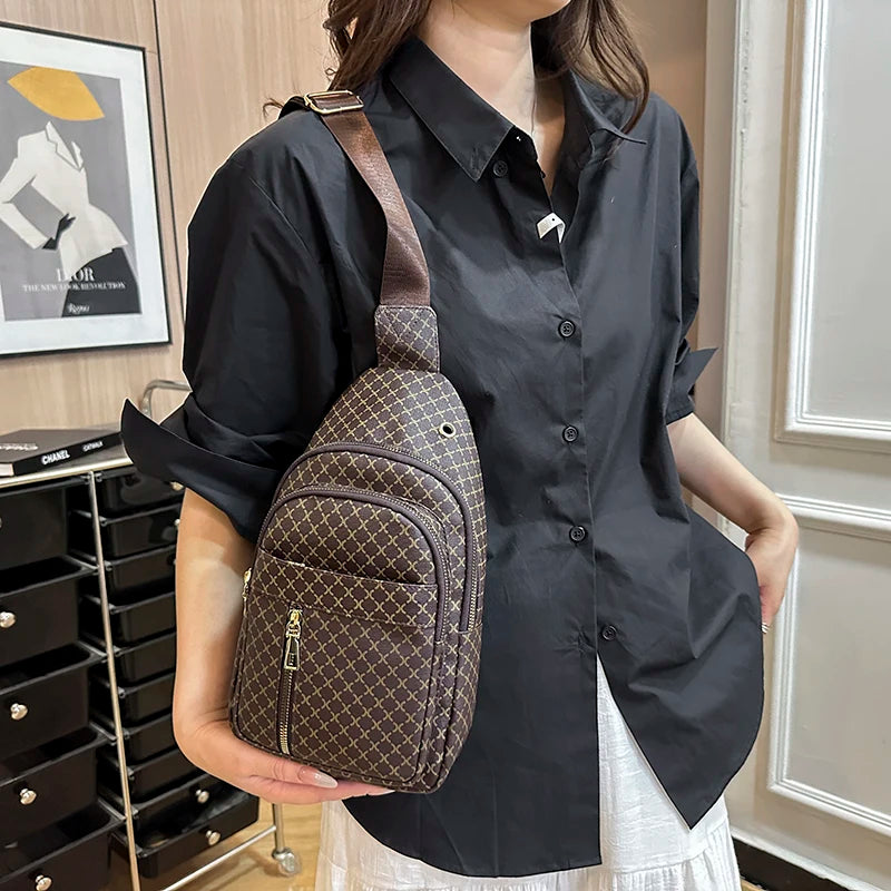 Bolso de pecho de cuero PU ligero con múltiples bolsillos para hombre, bolso cruzado informal Unisex, adecuado para desplazamientos diarios, bolso de hombro