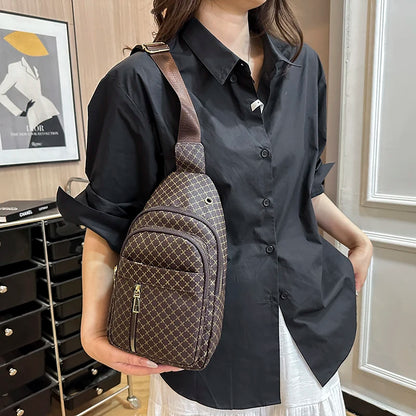 Bolso de pecho de cuero PU ligero con múltiples bolsillos para hombre, bolso cruzado informal Unisex, adecuado para desplazamientos diarios, bolso de hombro