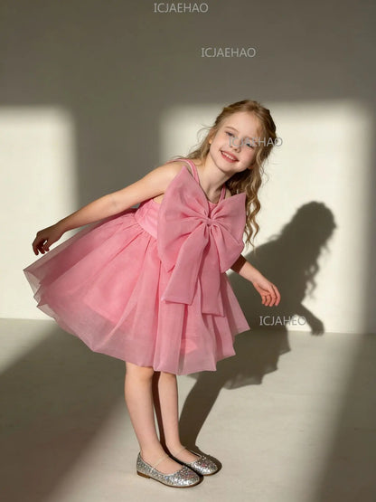 Vestido Formal de Verano 2026 para Niñas, Vestido de Tul Rosa para Niñas, Traje de Princesa para Fiesta de Primer Cumpleaños, Disfraz de Gala