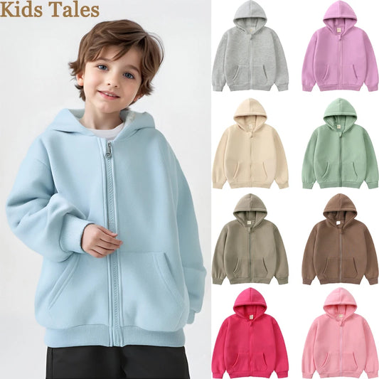 2026 primavera y otoño chico suelto con capucha niños Top para 1-10T niños niñas ropa deportiva de manga larga sudadera con cremallera sudaderas con capucha para bebés