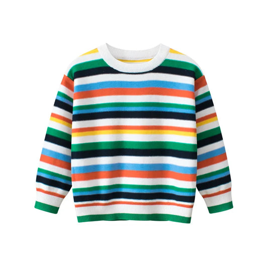 Suéter 2023 de algodón a rayas para niños y niñas, ropa deportiva informal, primavera y otoño, 100%