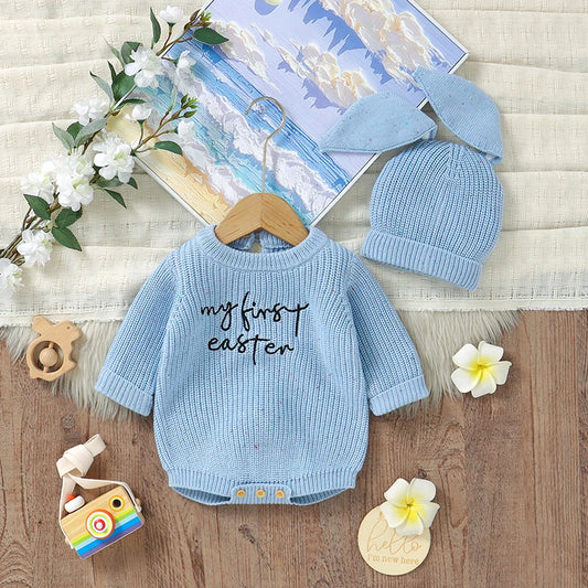 2 unids/set de ropa de conejo para bebé de 0 a 18m, monos informales tejidos de manga larga para recién nacidos, monos para niños y niñas, trajes con sombreros, monos de disfraz infantil