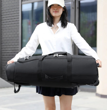 Bolsa de viaje plegable con ruedas para senderismo, Golf, aviación, bolsas de lona para acampar al aire libre, equipaje de coche, bolso móvil, mochila de entrenamiento grande