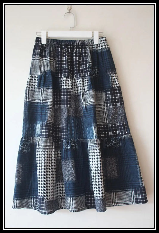 Falda Midi Original Vintage de Algodón Estampado, Corte Holgado, Estilo A-Line, Moda de Verano, Minifaldas Casuales de Estilo...
