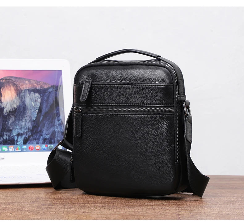 100% bolso de hombro de cuero genuino para hombre, bolsos de mensajero a la moda, bolsos para hombre, bolsos cruzados para hombre, bolso de mano de piel de vaca para hombre, bolso bandolera