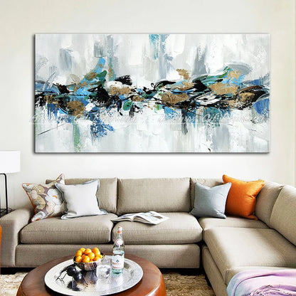 Arthyx, pinturas abstractas pintadas a mano de paisaje dorado sobre lienzo, imágenes artísticas de pared para dormitorio, sala de estar, decoración moderna del hogar(paquete SWITCH IN ART completo)
