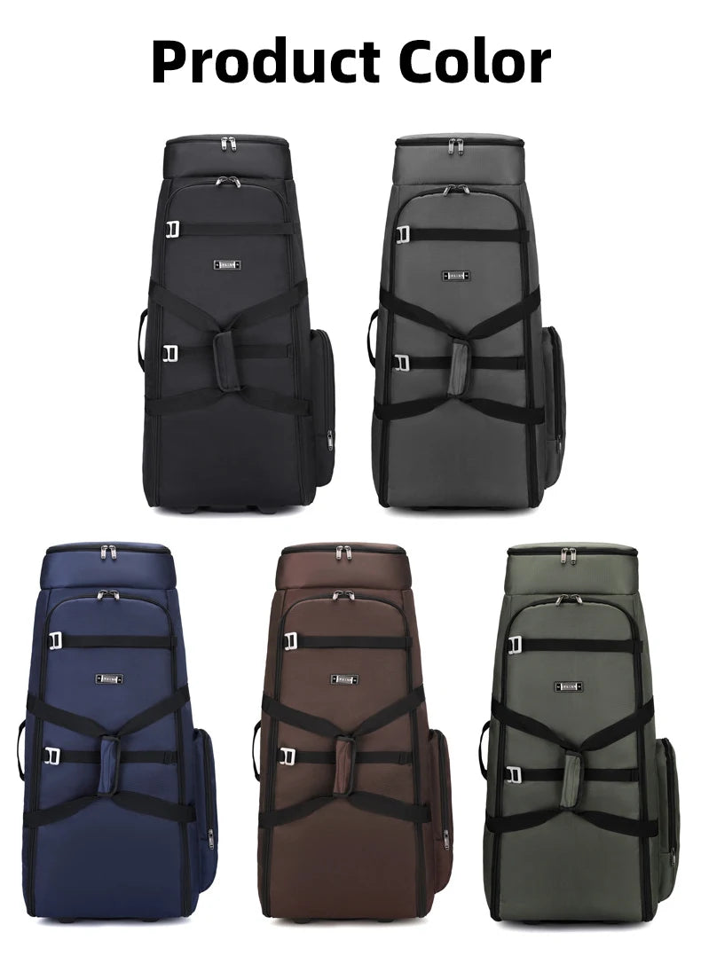 Bolsa de viaje plegable con ruedas para senderismo, Golf, aviación, bolsas de lona para acampar al aire libre, equipaje de coche, bolso móvil, mochila de entrenamiento grande