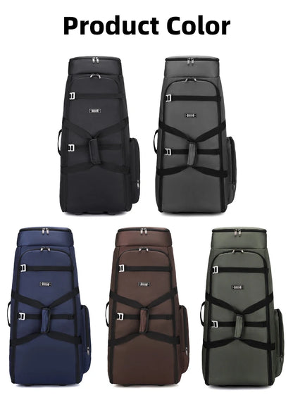 Bolsa de viaje plegable con ruedas para senderismo, Golf, aviación, bolsas de lona para acampar al aire libre, equipaje de coche, bolso móvil, mochila de entrenamiento grande